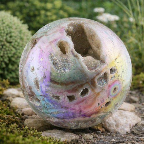 Rainbow aura druzy sphalerite - rainbow,