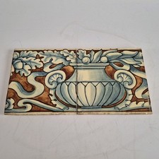 Pair Of Unusual Antique Hand Painted Tiles