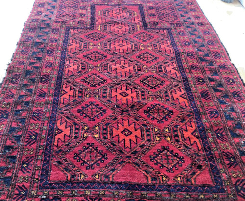 Red geometric afghan - afghan, prayer