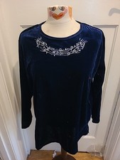 Ladies Claire Neuville Size 18-20 Navy Blue Long Sleeve Top