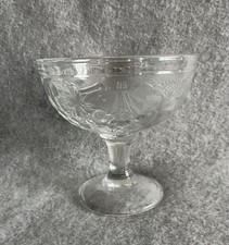 Vintage Pressed Glass Dessert Bowl Candy Dish Fruit Cherries Pears Strawberries