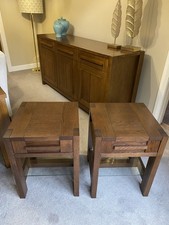 Luxury Dark Oak sideboard Unit With Matching Pair Of Side Tables