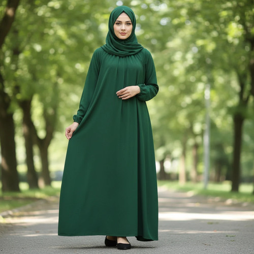 Plain abaya women - plain, gathered