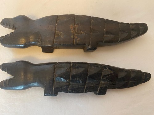 Pair hand carved ebony - carved,