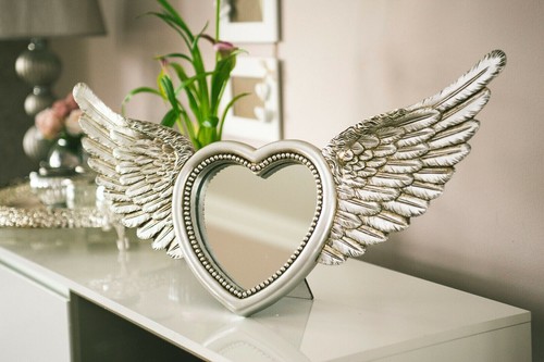 Vanity mirror silver heart - mirror,