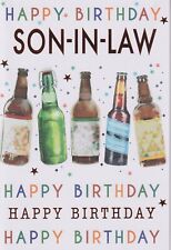 SON IN LAW BIRTHDAY GREETING CARD 7"X5" BEER BOTTLES