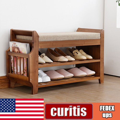 Tier bamboo shoe rack bench - 2,