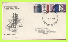 G.B. 1964 Forth Road Bridge ordinary set on First Day Cover, Leicester