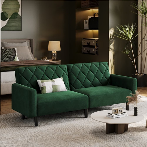 159cm convertible velvet futon - 159cm,