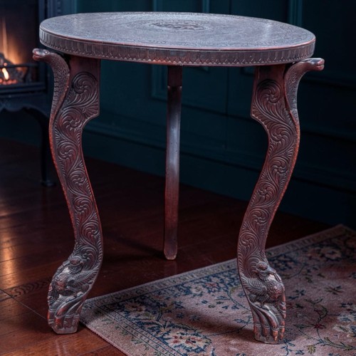 Anglo indian carved table side - anglo, table/side