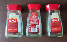 3 x Kenco 200g Empty Coffee Glass Jars - WASHED AND CLEAN WITH LIDS