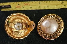 Chanel Gold Plated Clip Earrings with Faux Pearl Golden designer jewellery jewel