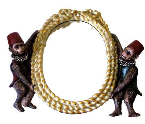 Hand painted monkey mirror - hand-painted,
