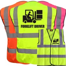 FORKLIFT DRIVER YELLOW ORANGE PINK HI VIZ VIS WAISTCOAT VEST SAFETY WORKWEAR