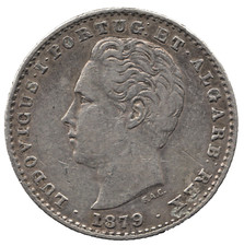 1879 Portugal 100 Reis Coin