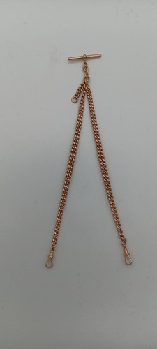 9ct gold double albert chain - gold,