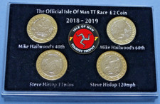 STEVE HISLOP / MIKE HAILWOOD ISLE OF MAN TT £2 COIN SET UNC IN CASE + FREE GIFT