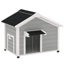 PawHut Wooden Dog house with Openable Roof, Removable Floor, Light Grey