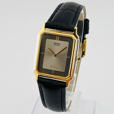 SEIKO DOLCE Quartz Watch Octagon Case Gold Silver With New Strap Battery Swap