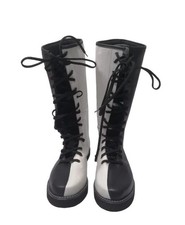 Black and White Leather Lace Up Boots | Handmade Two Tone Riding Boots | Vintage