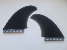 AM POWER TWIN FINS SET solid fibreglass BLACK surfboard surfing set x 2 LARGE