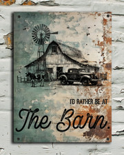 Rather Be At The Barn Vintage Look Retro Style Metal Sign plaque bar mancave pub