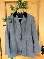 Ladies Caldene Tweed Competition Hacking Showing Jacket 36" Wool mix Grey Navy