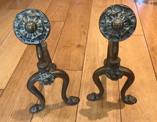 Pair grand antique brass - pair,