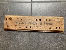 Vintage Wooden Cribbage Board Wills Pirate Shag With Metal Pegs Approx 31.5cm