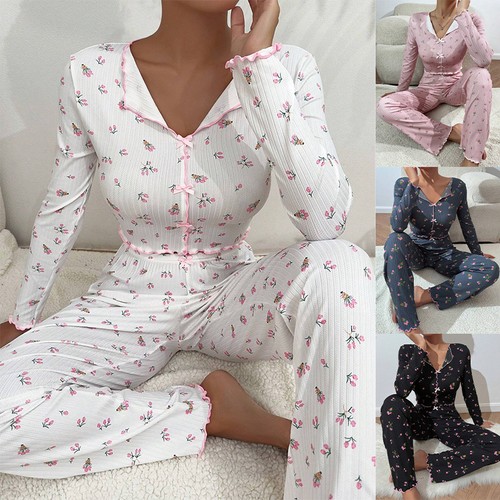 Women pyjamas set floral pjs - women's,