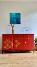 Red Stag Mid-Century Sideboard Retro Vintage Upcycled Statement Cabinet 1960s