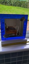Stained glass and leaded Cobalt blue Mirror with fish embelishments. Stunning! 
