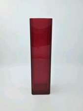 Red Glass Rectangular IKEA Vase 21cm Tall