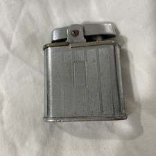 1950's Vintage Ronson Whirlwind Lighter, Silver-Toned Pinstripe + Blank Monogram