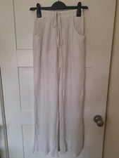 Ladies Shein size XS 6 white crinkle style full length trousers #holiday #smart