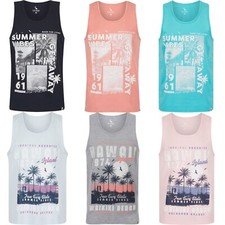 Men's Printed Vest Tank Top Sleeveless T Shirt 100% Cotton Regular Fit Holiday