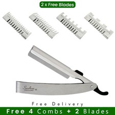 Sandbros England Hair Shaper Razors 4,7,15,17 Teeth Style Hairdressing Tool Slvr