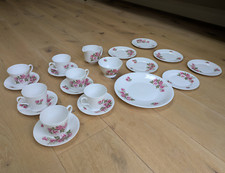 Gainsborough Pink Rose Bone China afternoon tea set - teacups, plates, jug, bowl