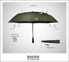 Balios Olive Green Double Canopy Umbrella Real Wood Auto Open&Close Windproof 