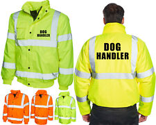 Dog Handler Hi Vis Viz Bomber Jacket Doggy Training Safety Coat Workwear Trainer