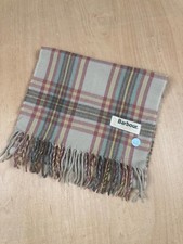Barbour Grey & Pink Check Lambswool Scarf
