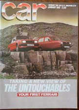CAR magazine January 1985 Mercedes W124 Ferrari 308 GT4 Ford Sierra Turin Show
