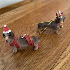 Pair Of Dachshund Christmas Tree Ornaments Hanging Decorations