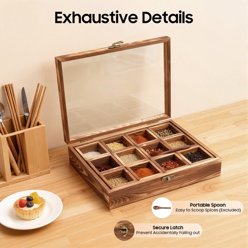 Wooden spice box with - box, 12
