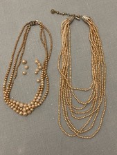 Vintage Rosita Multi-Strand Pearl Necklace Rhinestone Clasp . Broken, Harvest