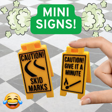 Toilet Humour Joke Bathroom Mini Sign! - 7CM TALL Give it a Minute / Skid Marks
