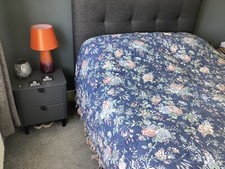 Vintage DORMA blue Floral Quilted King Size Bedspread Throw  GC  reduced  £20.00