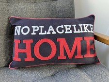 No Place like Home Black And Red Rectangular Cushion Felt Appliqué Embroidered