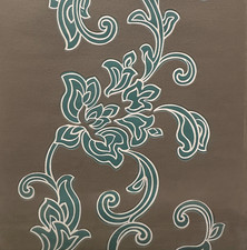 Brown Teal Blue Textured Modern Elegant Floral Wallpaper 6825-9