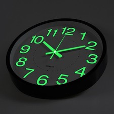 12" Luminous Wall Clock Silent Quartz Home Clock Illuminated Night Light Digital